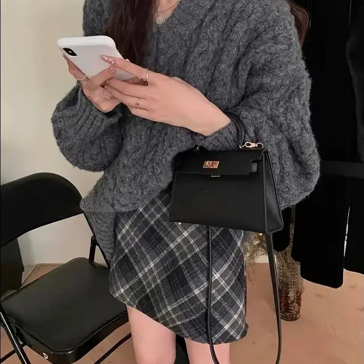 [BUNJANG] Checkered Pleated Mini Skirt / 체크 플리츠 미니스커트