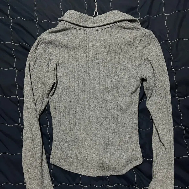 [BUNJANG] Shift8 Kae Kara Gray Knit Cardigan / 시프트에잇 카에 카라 긴팔 니트 가디건 그레이 지그재그 에이블리