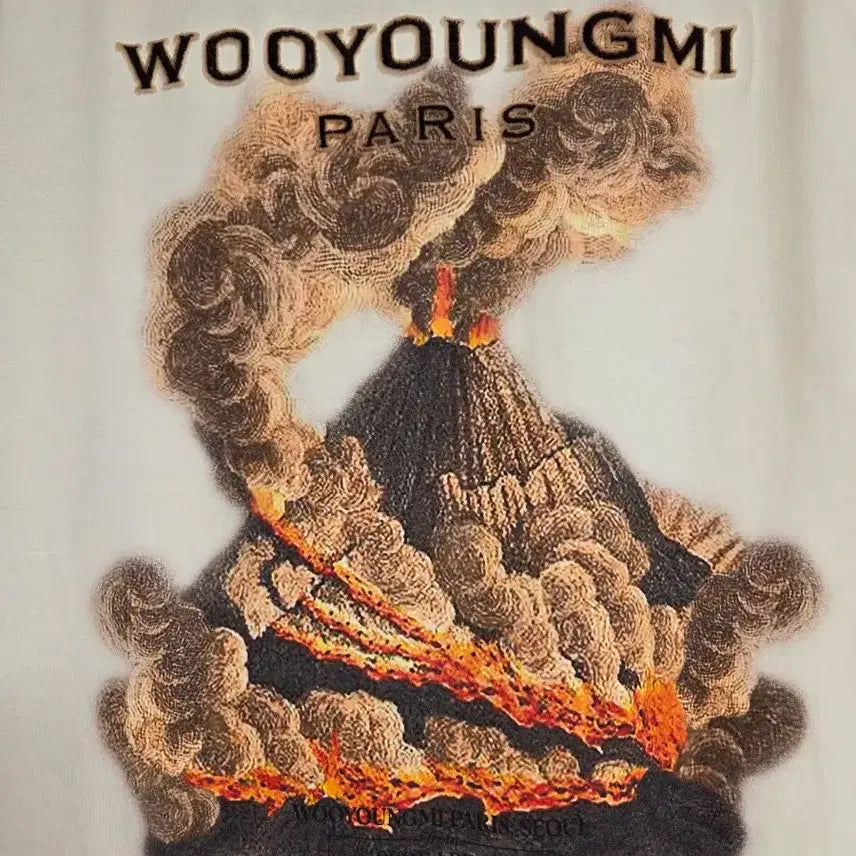 [BUNJANG] Wooyoungmi Volcano Back Logo Short Sleeve T-shirt / 우영미 컬렉션 볼케이노 백로고 반팔 티셔츠 48