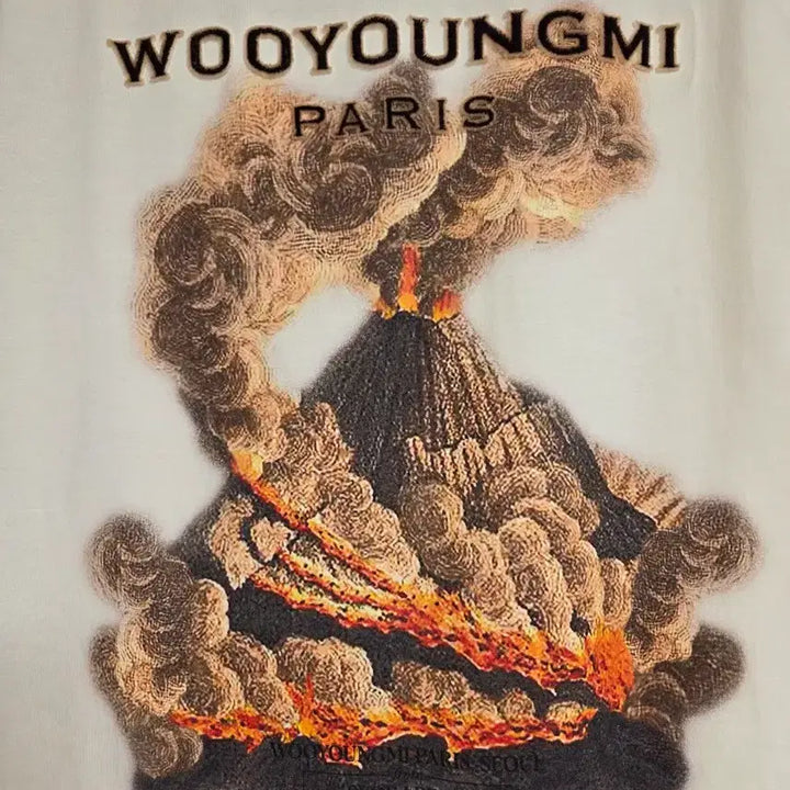 [BUNJANG] Wooyoungmi Volcano Back Logo Short Sleeve T-shirt / 우영미 컬렉션 볼케이노 백로고 반팔 티셔츠 48