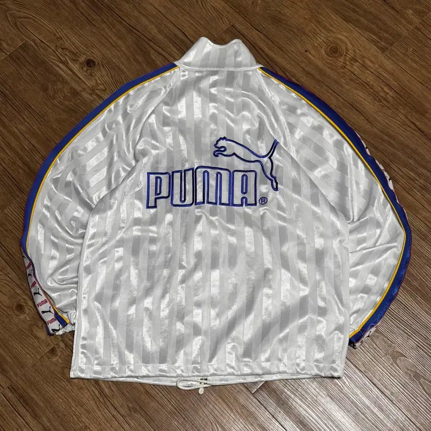 [BUNJANG] Puma White Rare Stripe Oversized Jersey / [M] 푸마 화이트 레어 스트라이프 오버핏 져지