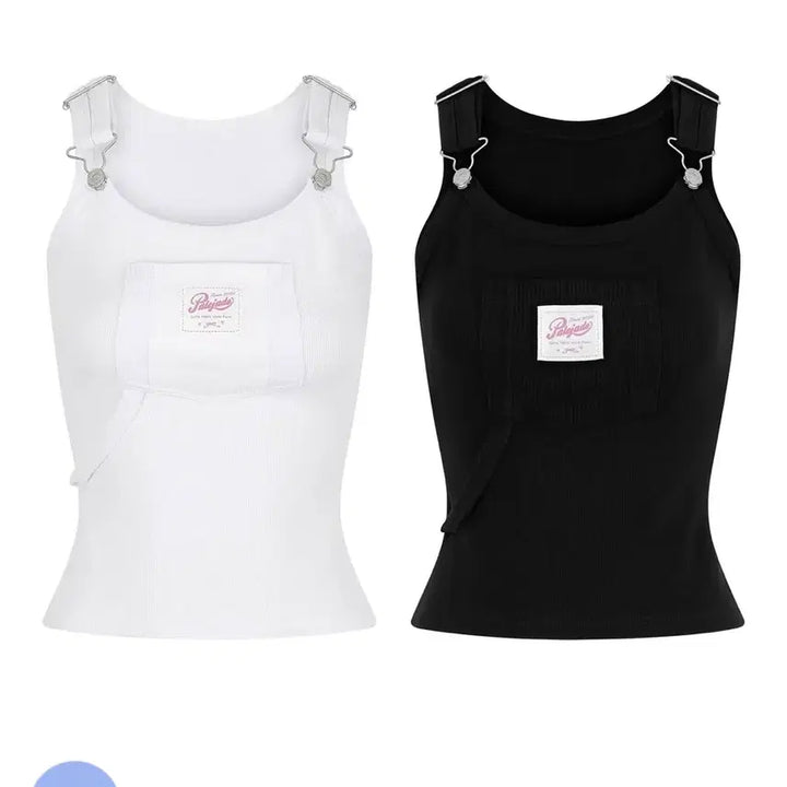 [BUNJANG] Pale Jade Black White Tank Top Bundle Set / (일괄 세트) 페일제이드 블랙 화이트 멜빵 나시 탱크탑