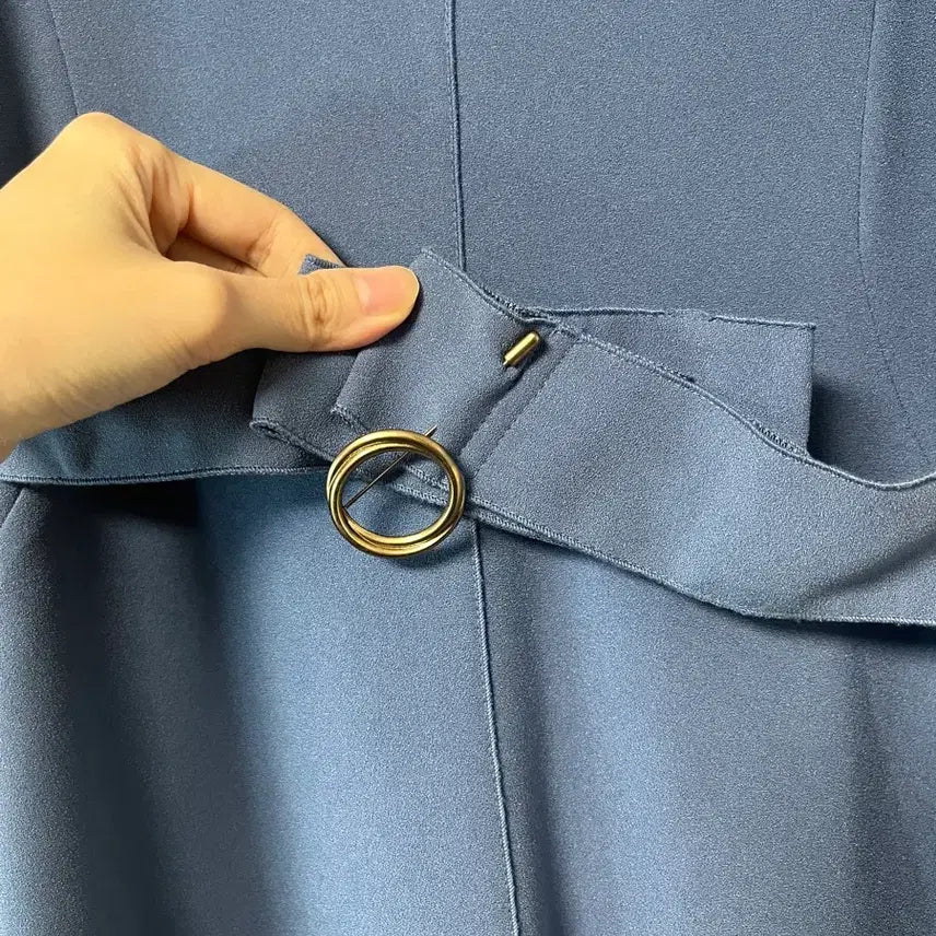 [BUNJANG] Blue Long Dress with Belt - Women&