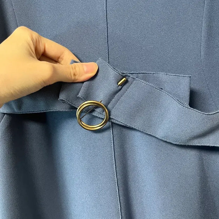 [BUNJANG] Blue Long Dress with Belt - Women&