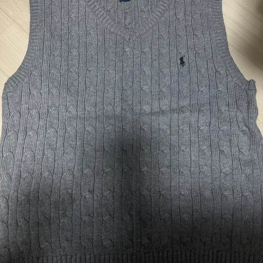 [BUNJANG] Polo Ralph Lauren Cable Knit Vest Gray 150 / 폴로 랄프로렌 케이블 니트 조끼 그레이150