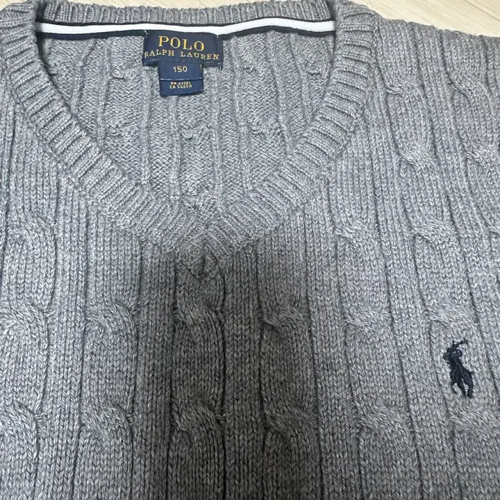 [BUNJANG] Polo Ralph Lauren Cable Knit Vest Gray 150 / 폴로 랄프로렌 케이블 니트 조끼 그레이150