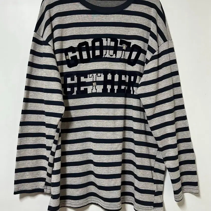 [BUNJANG] Gray Stripe Long Sleeve T-shirt / 그레이 스트라이프 긴팔티