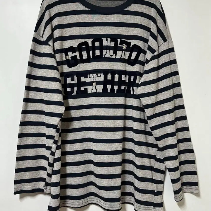 [BUNJANG] Gray Stripe Long Sleeve T-shirt / 그레이 스트라이프 긴팔티