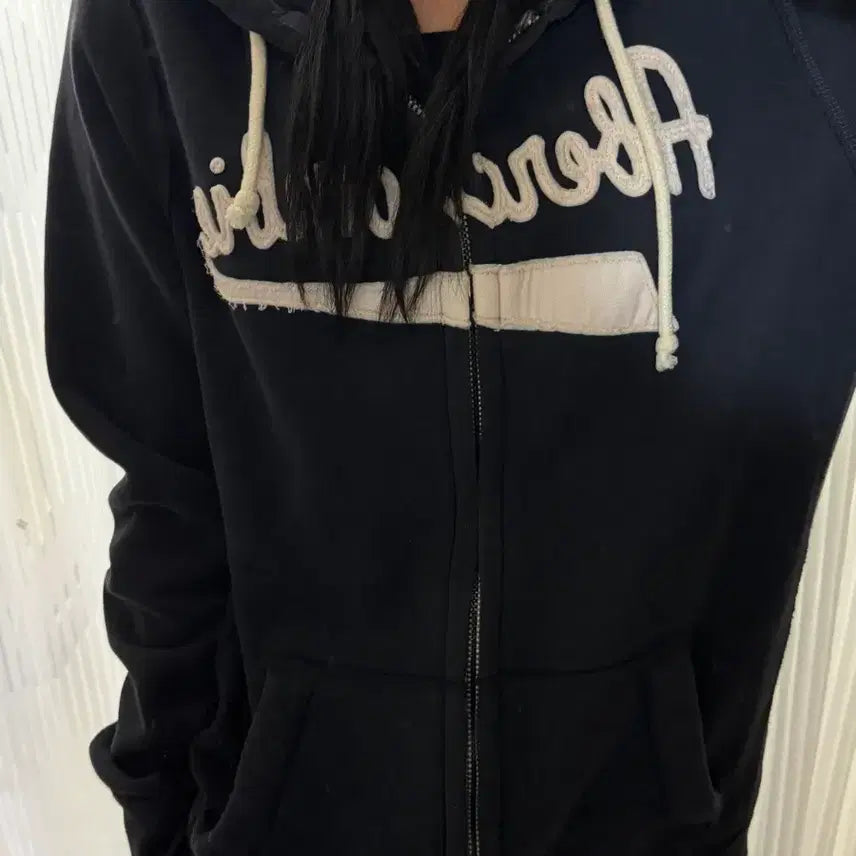 [BUNJANG] Abercrombie Black Hoodie Zip-up / 아베크롬비 블랙 후드집업 L