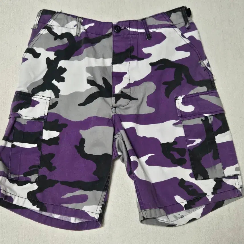 [BUNJANG] Vintage Purple Camo Cargo Shorts / 일본 빈티지 퍼플 카모 카고 버터플라이 버튼 남녀공용 반바지 27