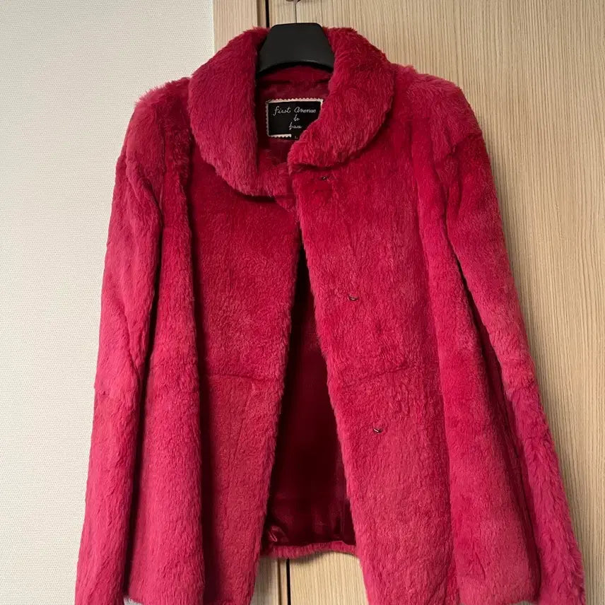 [BUNJANG] First Avenue Pink Fur Coat Jacket / 토키털100% 66 핑크 퍼 코트 자켓