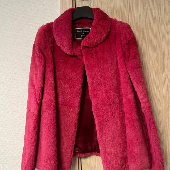 [BUNJANG] First Avenue Pink Fur Coat Jacket / 토키털100% 66 핑크 퍼 코트 자켓