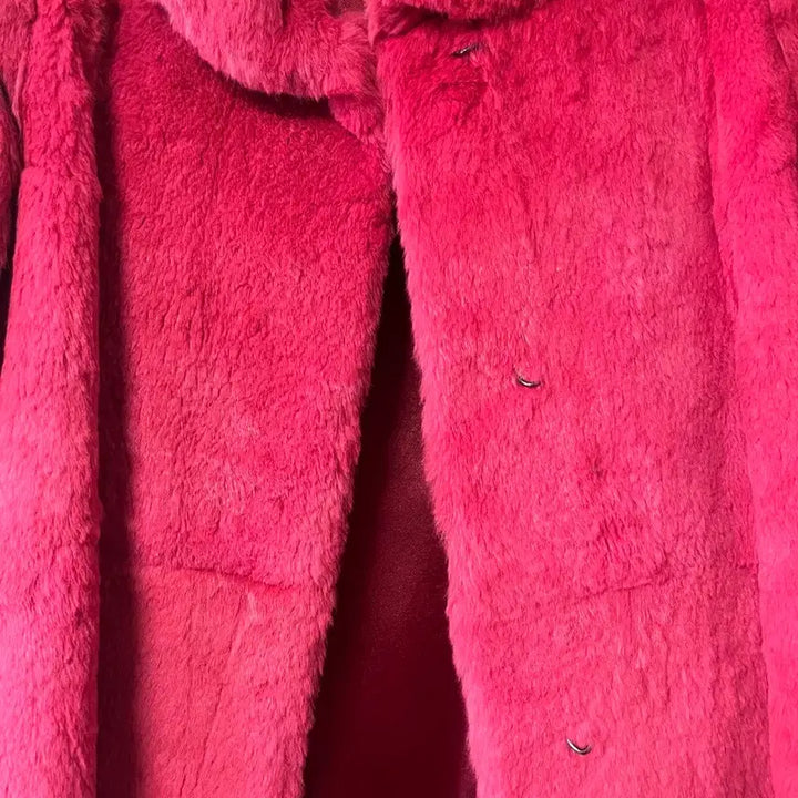 [BUNJANG] First Avenue Pink Fur Coat Jacket / 토키털100% 66 핑크 퍼 코트 자켓