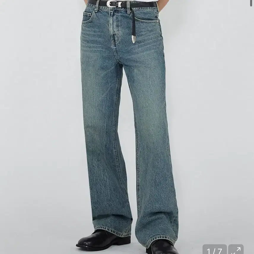 [BUNJANG] Order Archive Voyager Blue Denim Pants / 오더아카이브 Semi flare wide 04 - Voyager blue