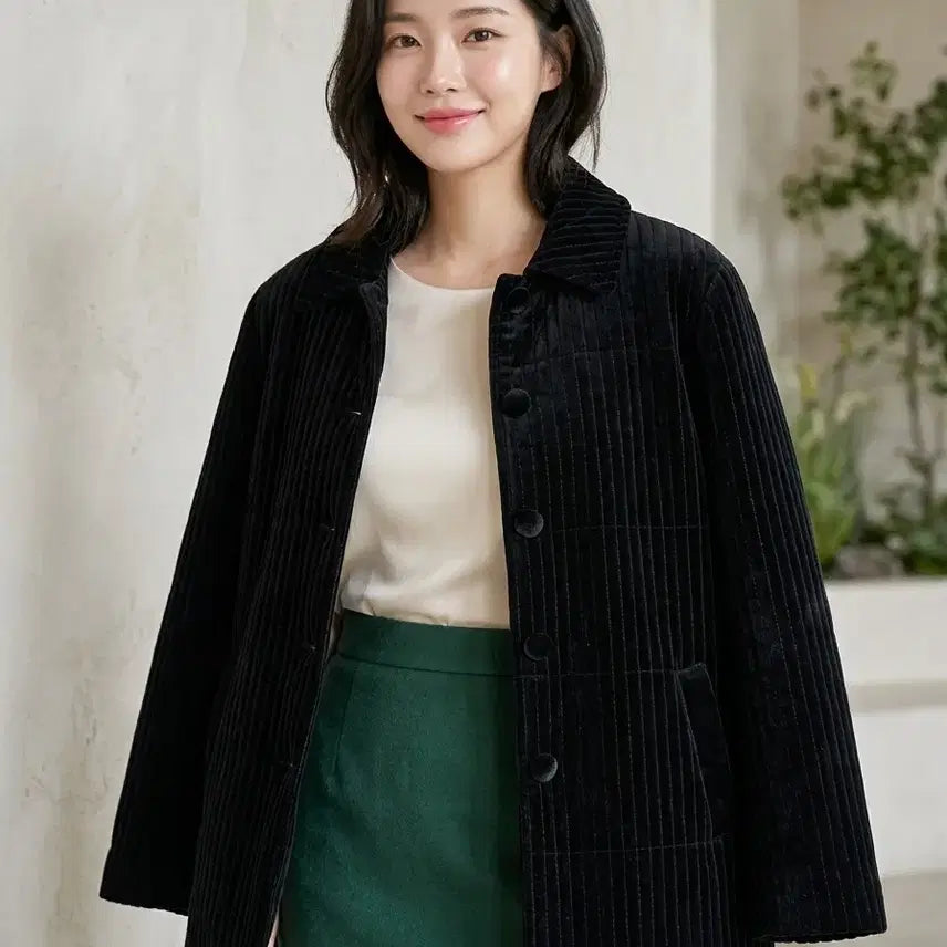 [BUNJANG] Black Velvet Ribbed Jacket (88-99) / 특A급/88~99/벨벳형 골지자켓 블랙