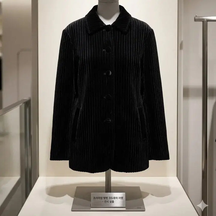 [BUNJANG] Black Velvet Ribbed Jacket (88-99) / 특A급/88~99/벨벳형 골지자켓 블랙