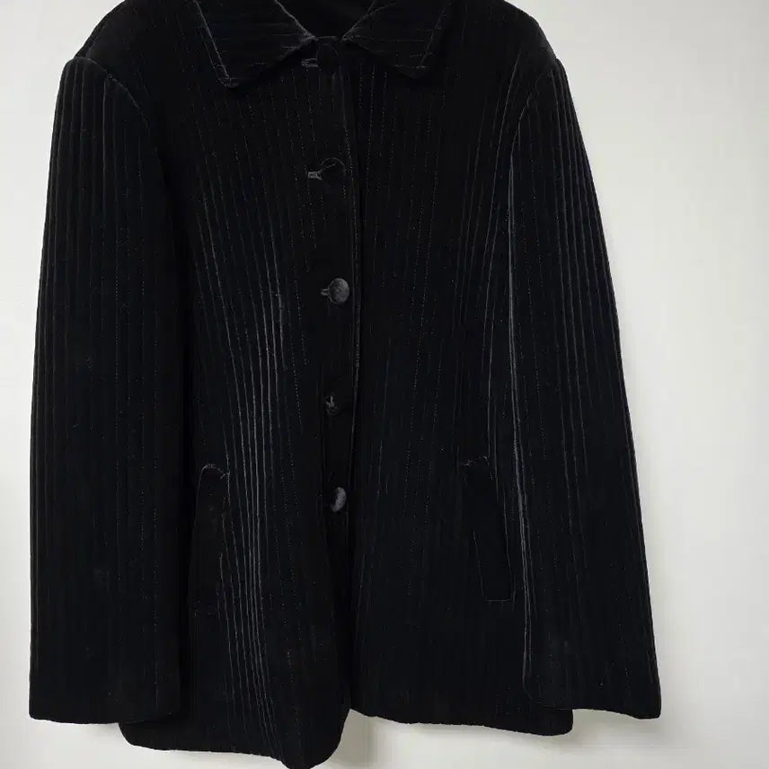 [BUNJANG] Black Velvet Ribbed Jacket (88-99) / 특A급/88~99/벨벳형 골지자켓 블랙