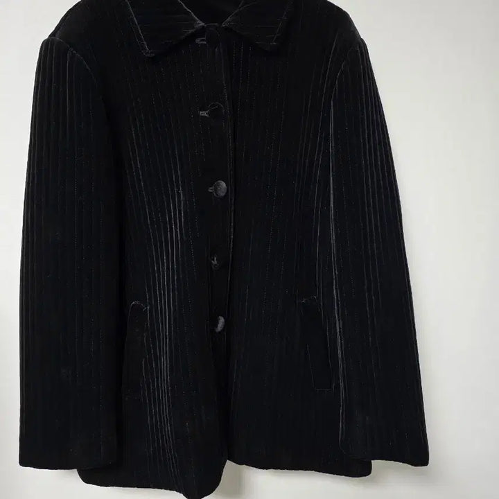 [BUNJANG] Black Velvet Ribbed Jacket (88-99) / 특A급/88~99/벨벳형 골지자켓 블랙