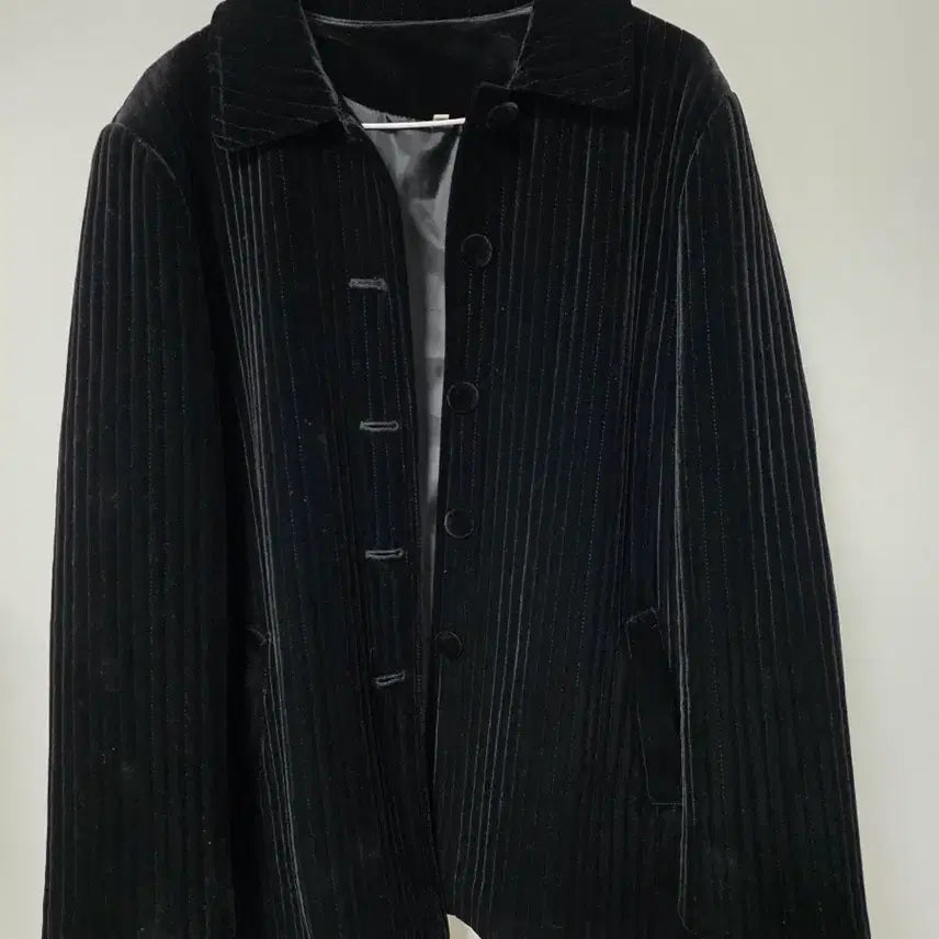 [BUNJANG] Black Velvet Ribbed Jacket (88-99) / 특A급/88~99/벨벳형 골지자켓 블랙