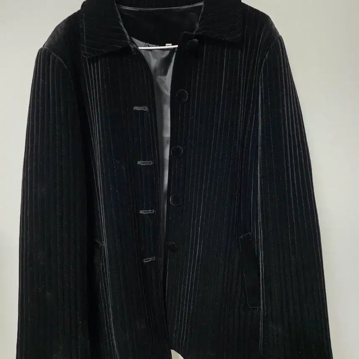 [BUNJANG] Black Velvet Ribbed Jacket (88-99) / 특A급/88~99/벨벳형 골지자켓 블랙