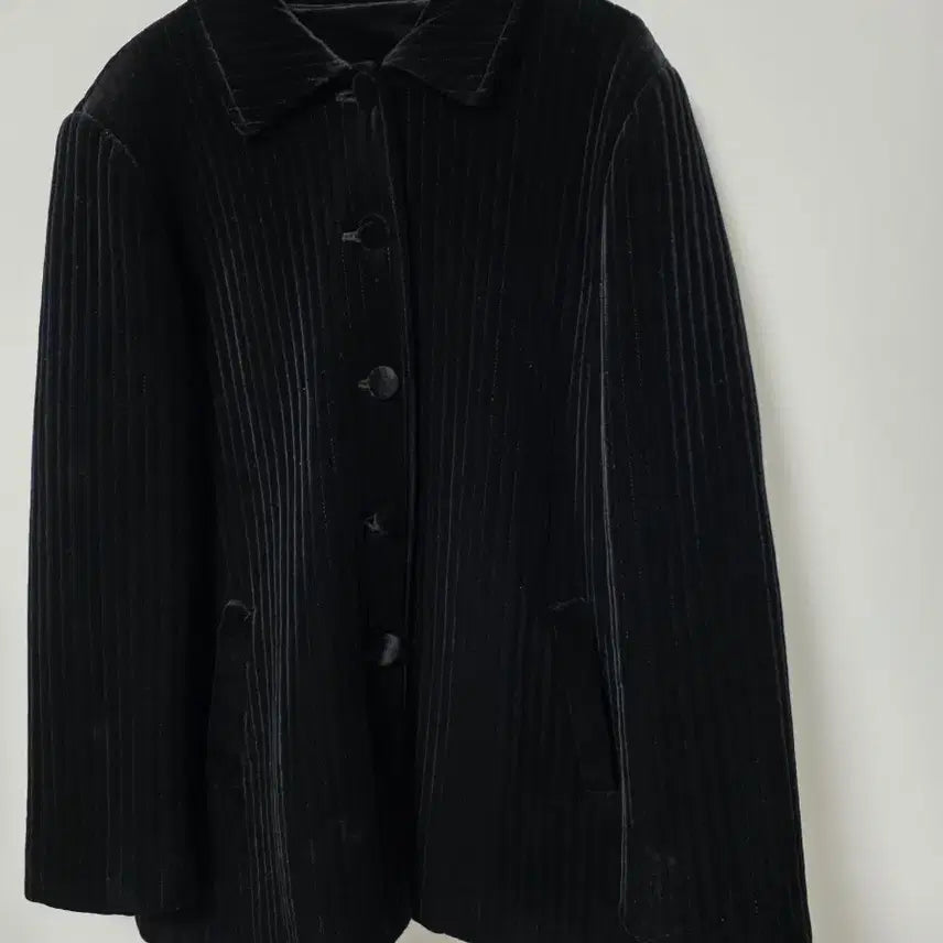 [BUNJANG] Black Velvet Ribbed Jacket (88-99) / 특A급/88~99/벨벳형 골지자켓 블랙