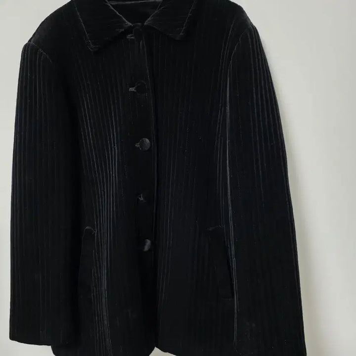 [BUNJANG] Black Velvet Ribbed Jacket (88-99) / 특A급/88~99/벨벳형 골지자켓 블랙