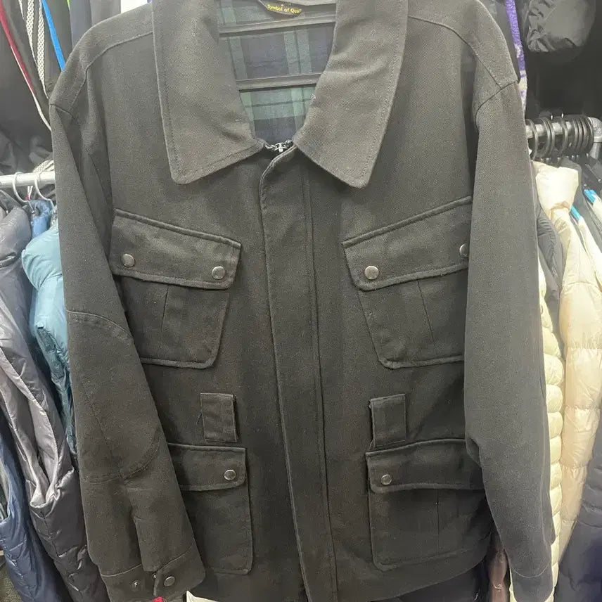 [BUNJANG] Black Pocket Detail Cotton Jacket / 블랙 포켓 디테일 면 자켓