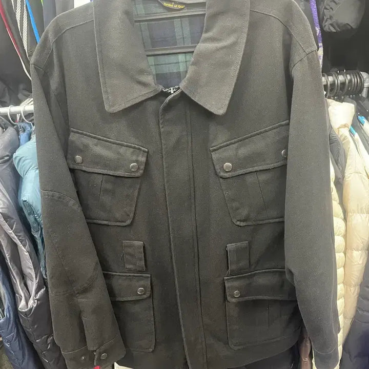 [BUNJANG] Black Pocket Detail Cotton Jacket / 블랙 포켓 디테일 면 자켓
