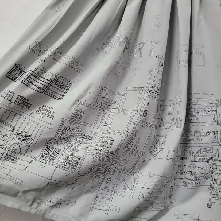 [BUNJANG] Grey Drawing Reversible Midi Skirt / 회색 드로잉 양면 스커트