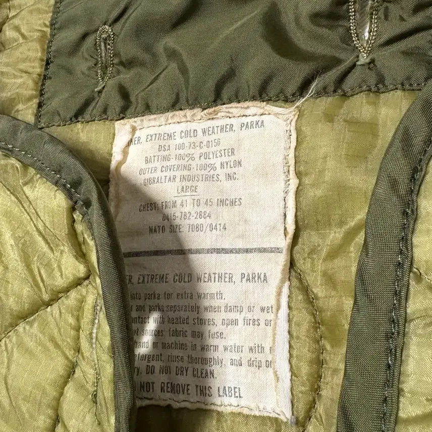 [BUNJANG] US Army M-65 Fishtail Parka Liner - Large / 미군 개파카 m65 피쉬테일 내피 라지