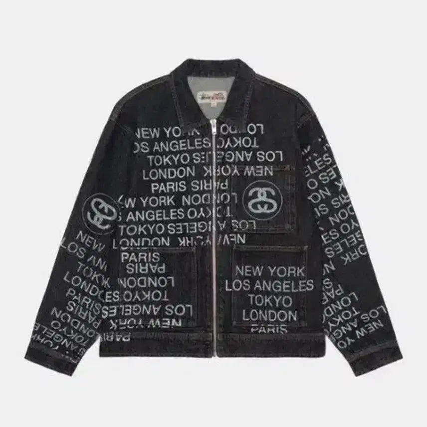 [BUNJANG] Stussy City Link Denim Work Jacket / 스투시 집 워크 자켓 시티 링크 데님 워시드 블랙