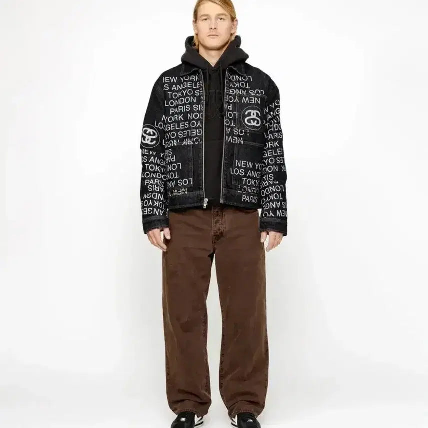 [BUNJANG] Stussy City Link Denim Work Jacket / 스투시 집 워크 자켓 시티 링크 데님 워시드 블랙
