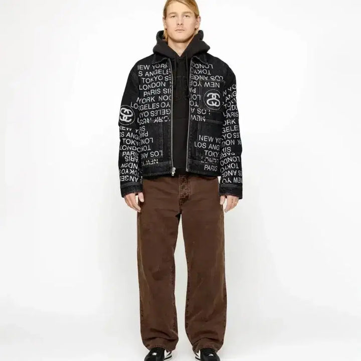 [BUNJANG] Stussy City Link Denim Work Jacket / 스투시 집 워크 자켓 시티 링크 데님 워시드 블랙