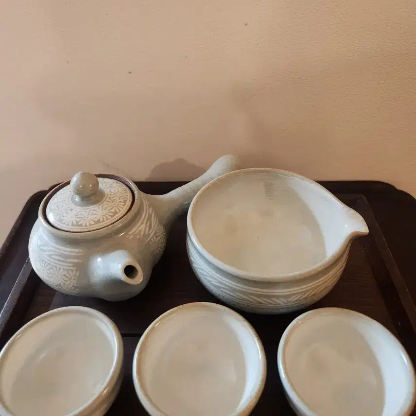 [BUNJANG] Unknown Artist Buncheong Inhwamun Tea Set / 작가작품 분청 인화문 3인다기 세트