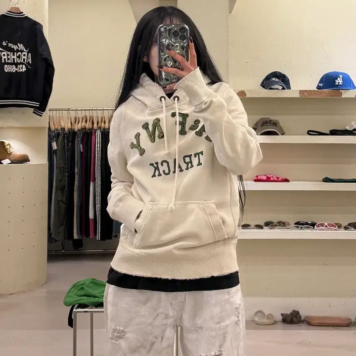 [BUNJANG] Abercrombie &amp; Fitch Track Embroidered Hoodie / 아베크롬비 앤 피치 A&amp;F 트랙 자수 후드티 U1165
