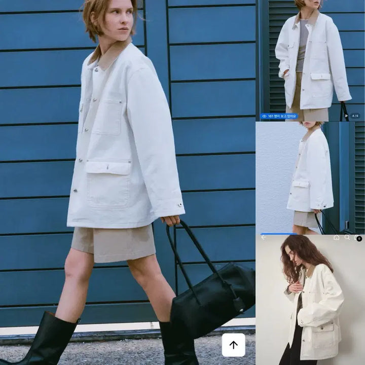 [BUNJANG] Ostkaka Collar Colorblock Work Jacket Ivory / 오스트카카 카라 배색 워크자켓 아이보리 새상품
