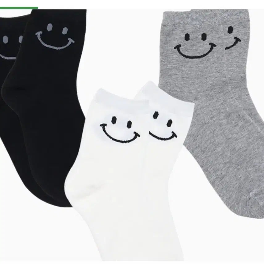 [BUNJANG] Korean Made Cotton Mid-Calf Socks with Smiley Face Design (10 Pairs) / (국산양말) 여성 스마일 중목 양말 10켤레