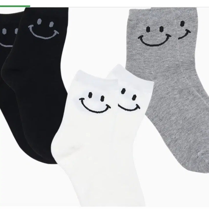 [BUNJANG] Korean Made Cotton Mid-Calf Socks with Smiley Face Design (10 Pairs) / (국산양말) 여성 스마일 중목 양말 10켤레