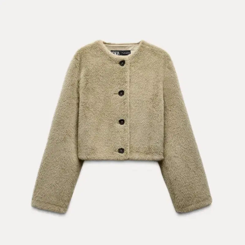 [BUNJANG] ZARA Faux Fur Crop Jacket / 자라 ZARA 퍼 크롭 자켓