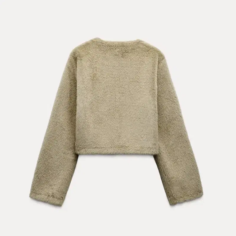 [BUNJANG] ZARA Faux Fur Crop Jacket / 자라 ZARA 퍼 크롭 자켓