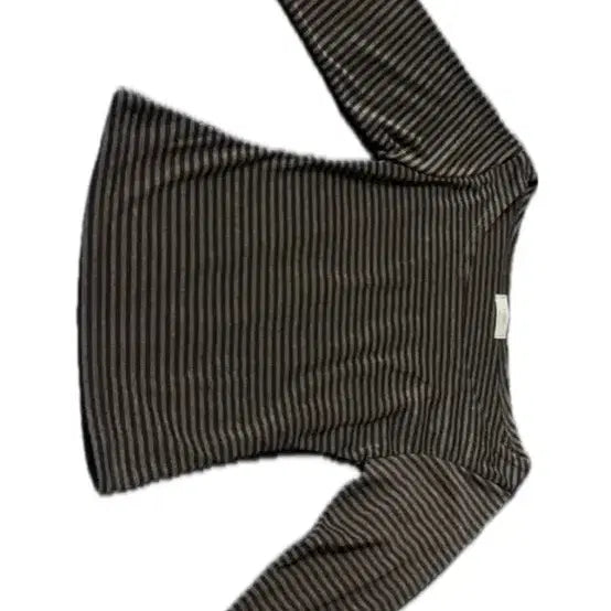 [BUNJANG] Unbranded Off-Shoulder Striped Top / 입술넥 한쪽 오프 단가라티 밤색 (새상품)