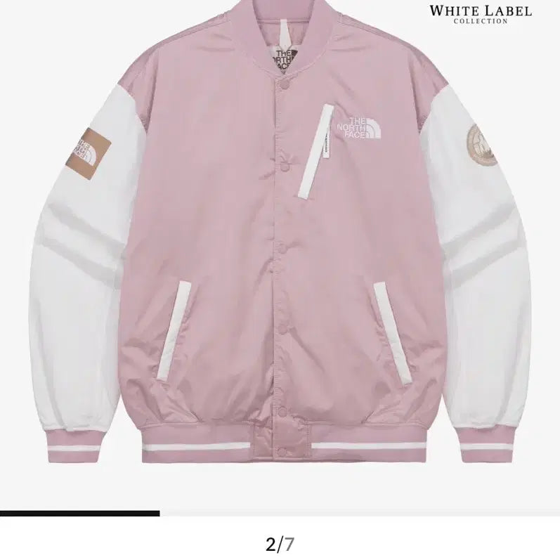 [BUNJANG] The North Face White Label Varsity Jacket Pink / 노스페이스 화이트라벨 바시티 자켓 핑크