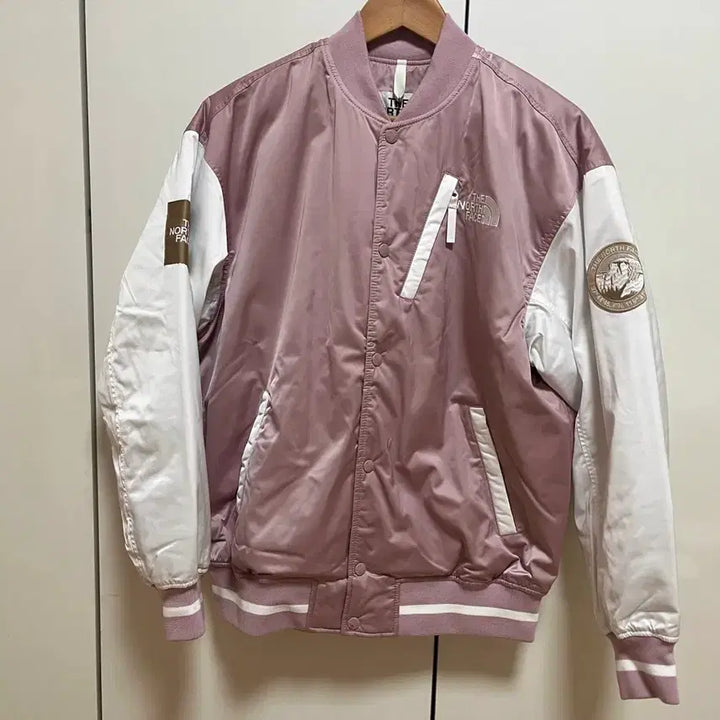 [BUNJANG] The North Face White Label Varsity Jacket Pink / 노스페이스 화이트라벨 바시티 자켓 핑크