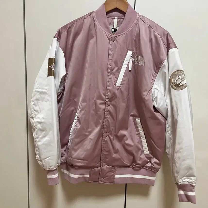 [BUNJANG] The North Face White Label Varsity Jacket Pink / 노스페이스 화이트라벨 바시티 자켓 핑크