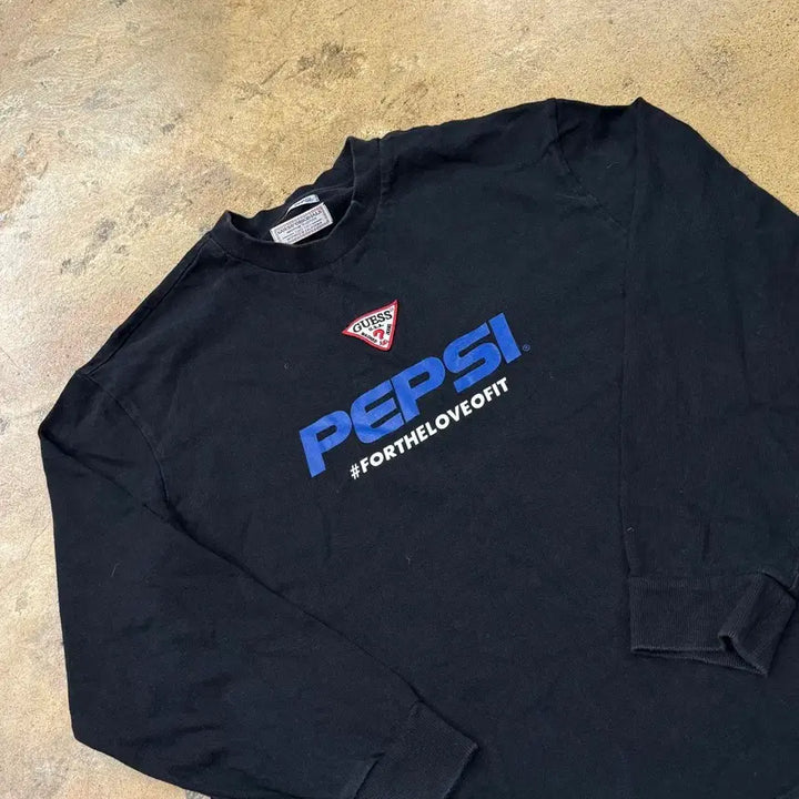 [BUNJANG] Guess x Pepsi Black Long Sleeve T-shirt / [정품/L] 게스 X 펩시 콜라보 블랙 긴팔티셔츠 맨투맨