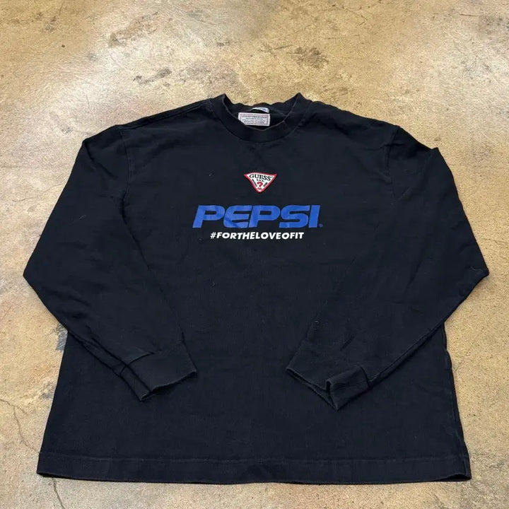 [BUNJANG] Guess x Pepsi Black Long Sleeve T-shirt / [정품/L] 게스 X 펩시 콜라보 블랙 긴팔티셔츠 맨투맨