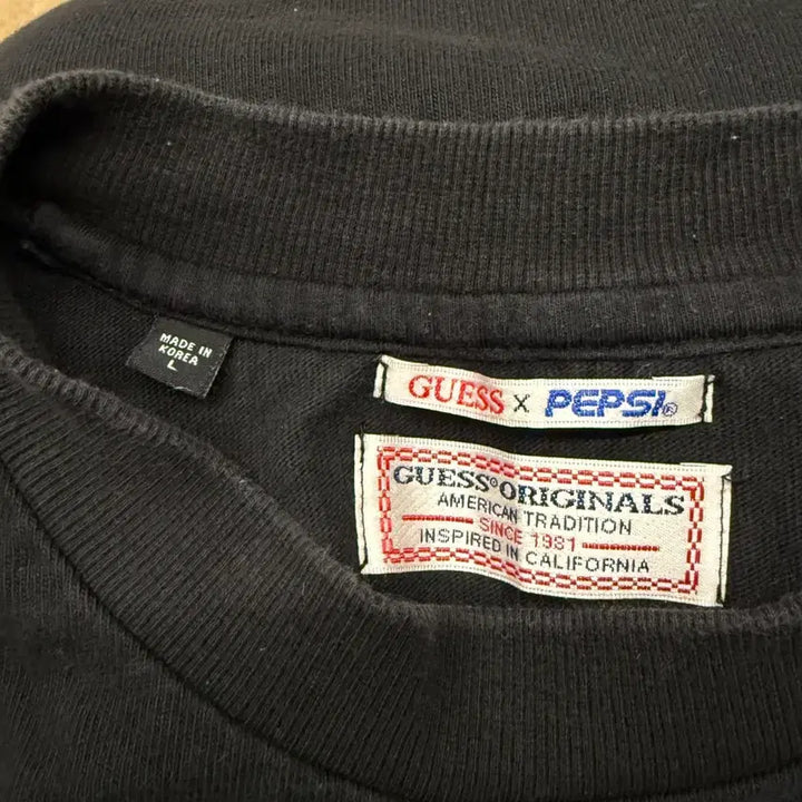 [BUNJANG] Guess x Pepsi Black Long Sleeve T-shirt / [정품/L] 게스 X 펩시 콜라보 블랙 긴팔티셔츠 맨투맨