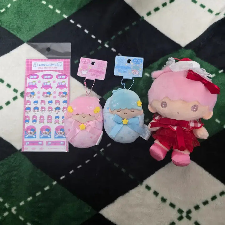 [BUNJANG] Sanrio Kiki &amp; Lala Swaddle Doll Keyring / 산리오 리틀트윈스타 키키라라 세트 판매합니다.