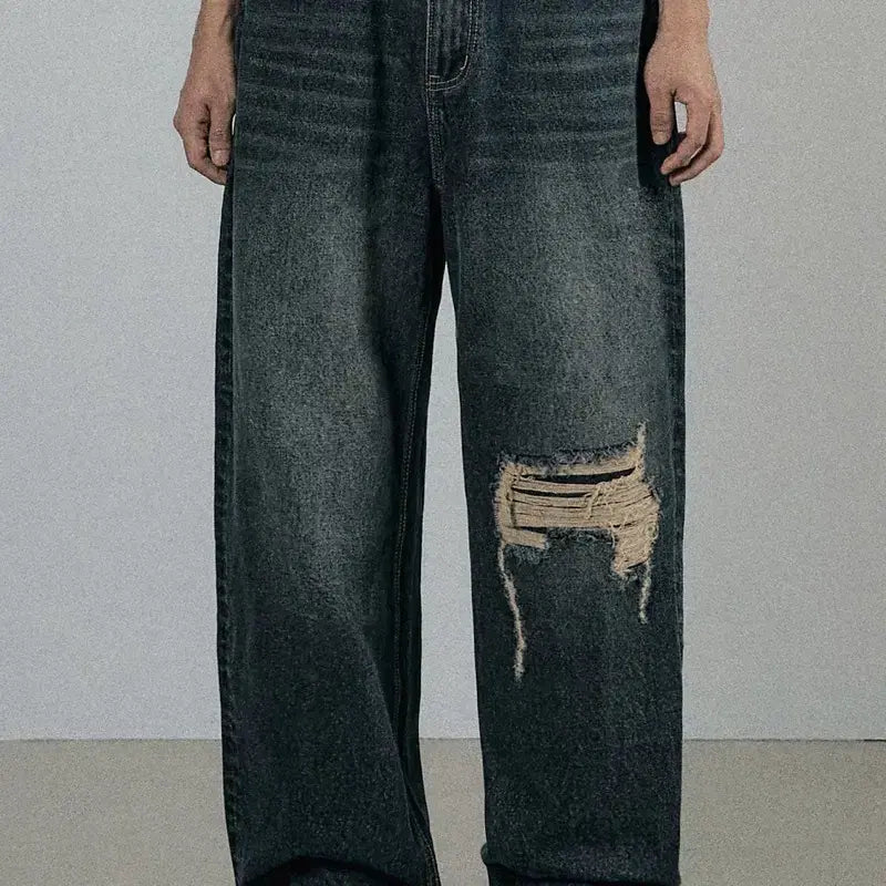 [BUNJANG] Retail Distressed Denim Pants L / 리테일 디스트로이드 데님팬츠 L