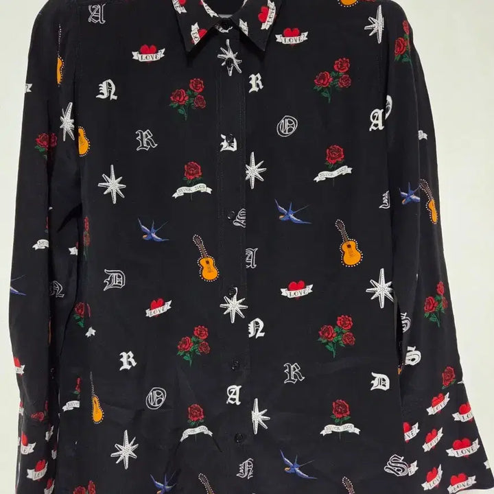 [BUNJANG] Sandro Printed Shirt (55-66) Black / 산드로 프린트 셔츠(55-66)블랙